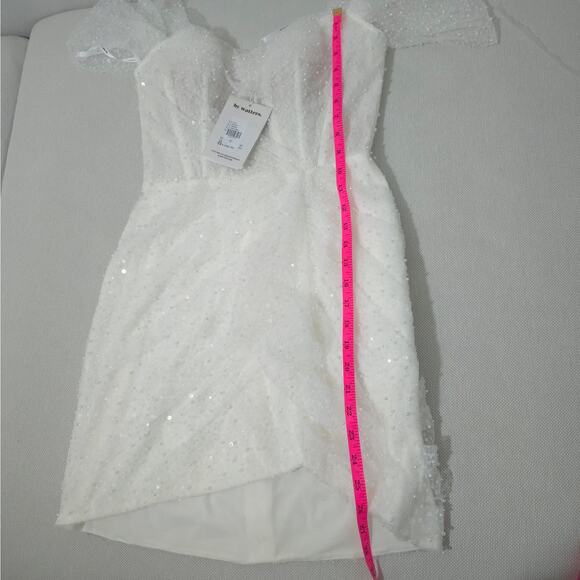 Watters - Ivory Snow Perlita Beading Gibson Mini Dress Size 6 - Picture 8 of 11